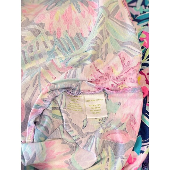 Lilly Pulitzer Dress Blue Mini Teigen Shift Floral V Neck Flared Hawaiian Small - Picture 7 of 14